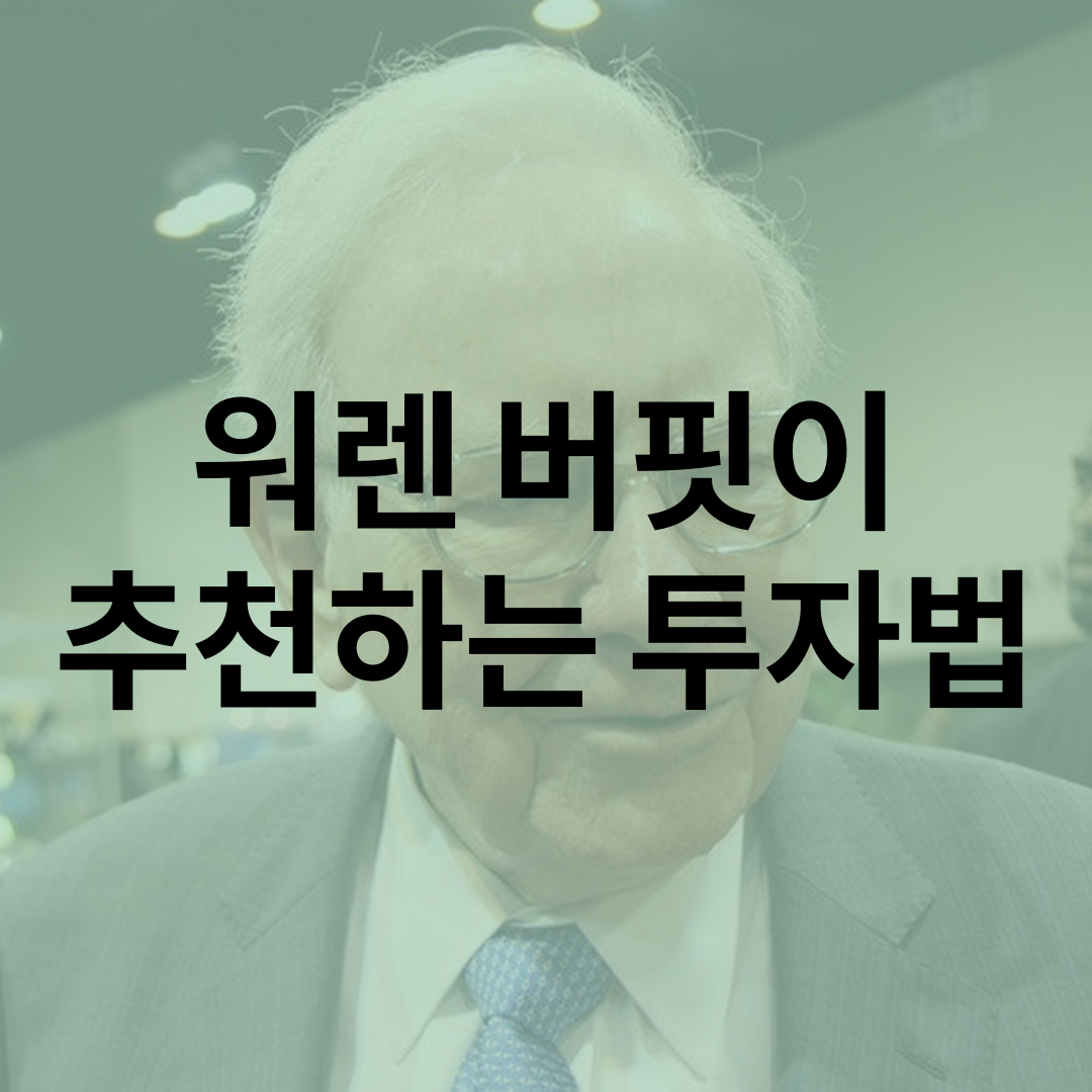  워렌 버핏이 일반인들에게 추천하는 투자법