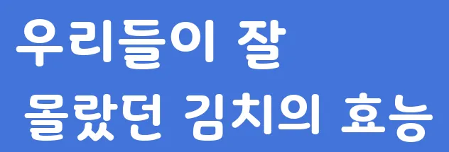 우리들이 잘 몰랐던 김치의 효능
