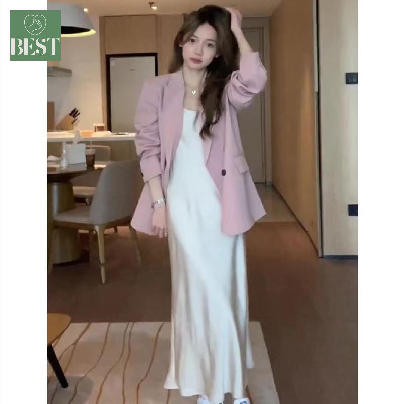원피스코디세트 핫한 가을 계절 새틴 양복코트