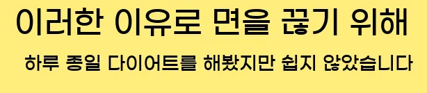  이러한 이유로 면을 끊기 위해 하루 종일 다이어트를 해봤지만 쉽지 않았습니다.