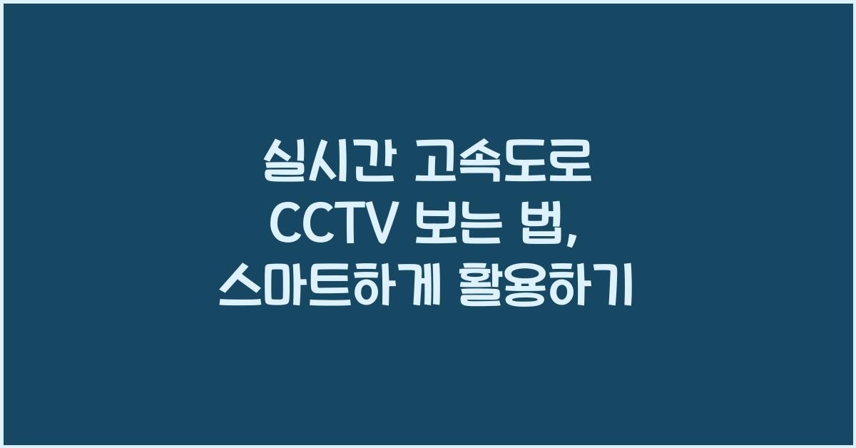 실시간 고속도로 cctv 보는 법