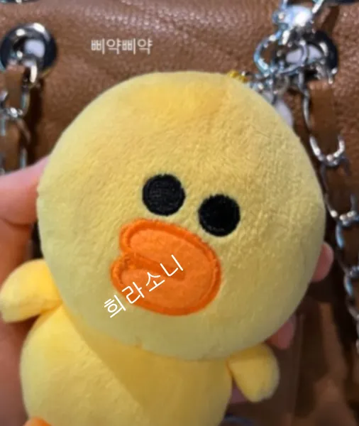상철이 준 키링. 노란색 라인 오리 캐릭터.