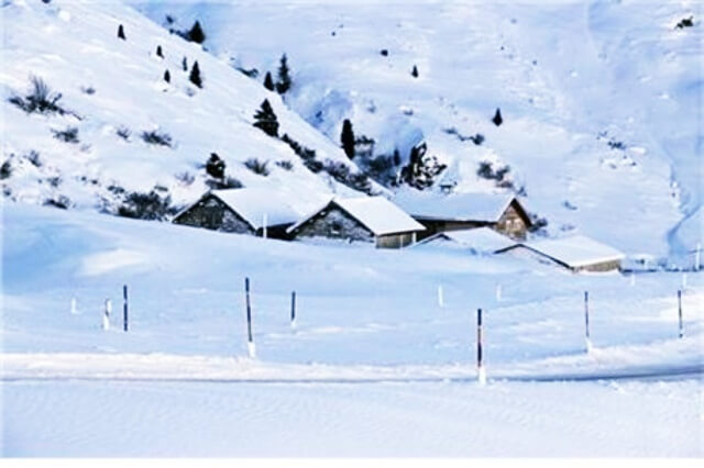 눈이 쌓인 마을 모습
