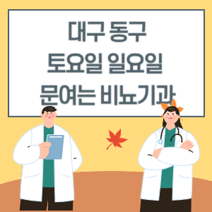 대구 동구 토요일 일요일 비뇨기과 진료 문여는 병원 리스트