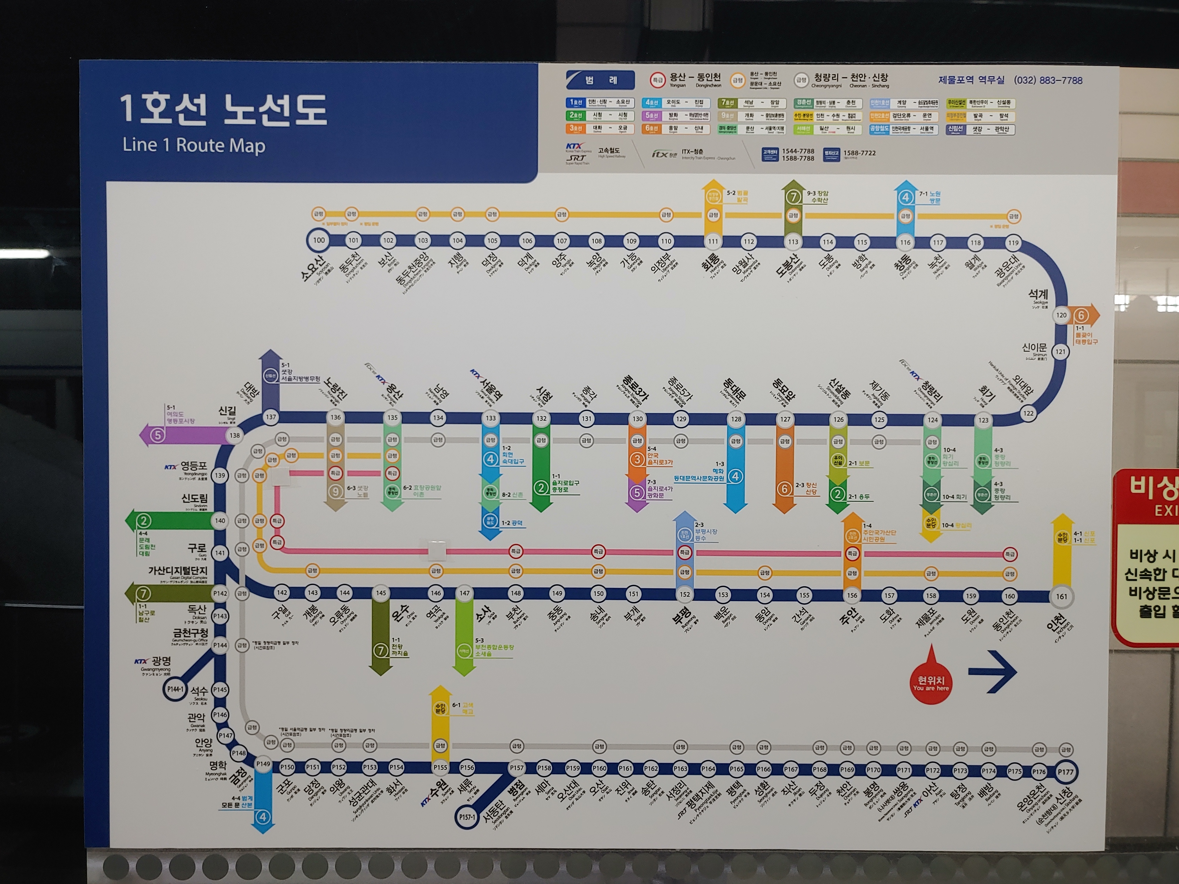 전철 1호선 노선도 사진