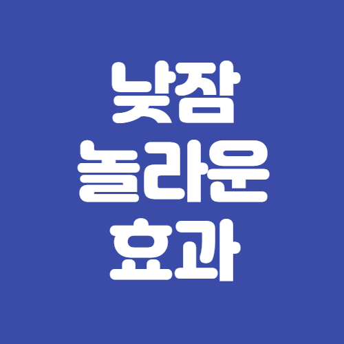  낮잠 효과 및 중요성