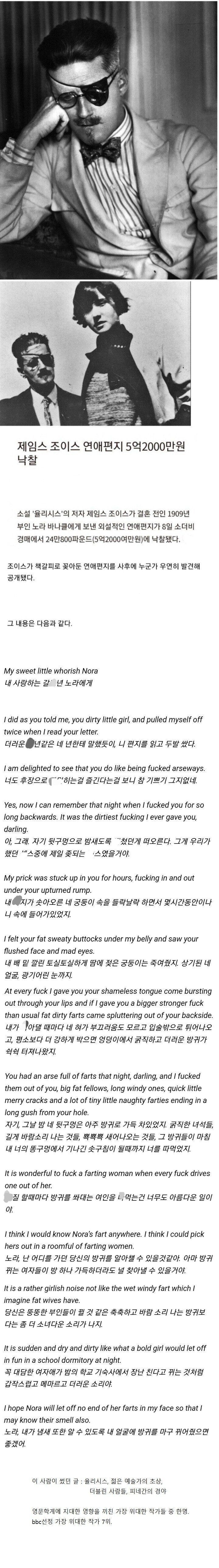  19) 아일랜드 대문호가 연인에게 쓴 편지