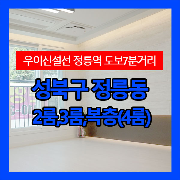  성북구 정릉동 우이신설선 정릉역 도보 이용거리 2룸,3룸,복층 다양한 구조 신축빌라 강추!!