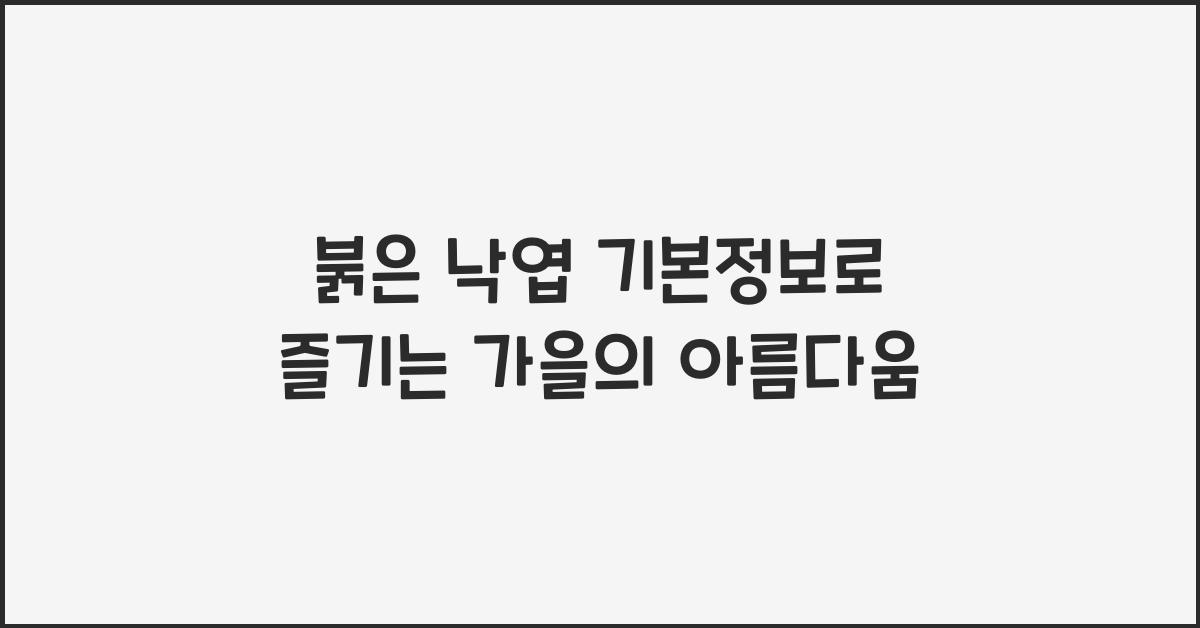 붉은 낙엽 기본정보