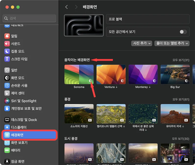 맥북에서 배경화면 바꾸기 모습