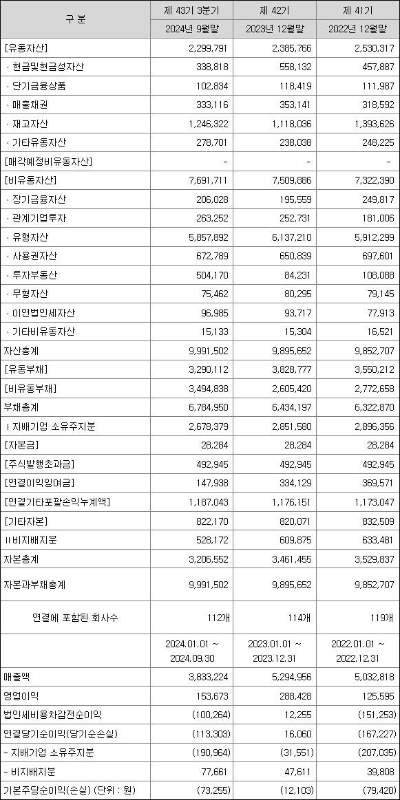 이랜드월드 재무정보