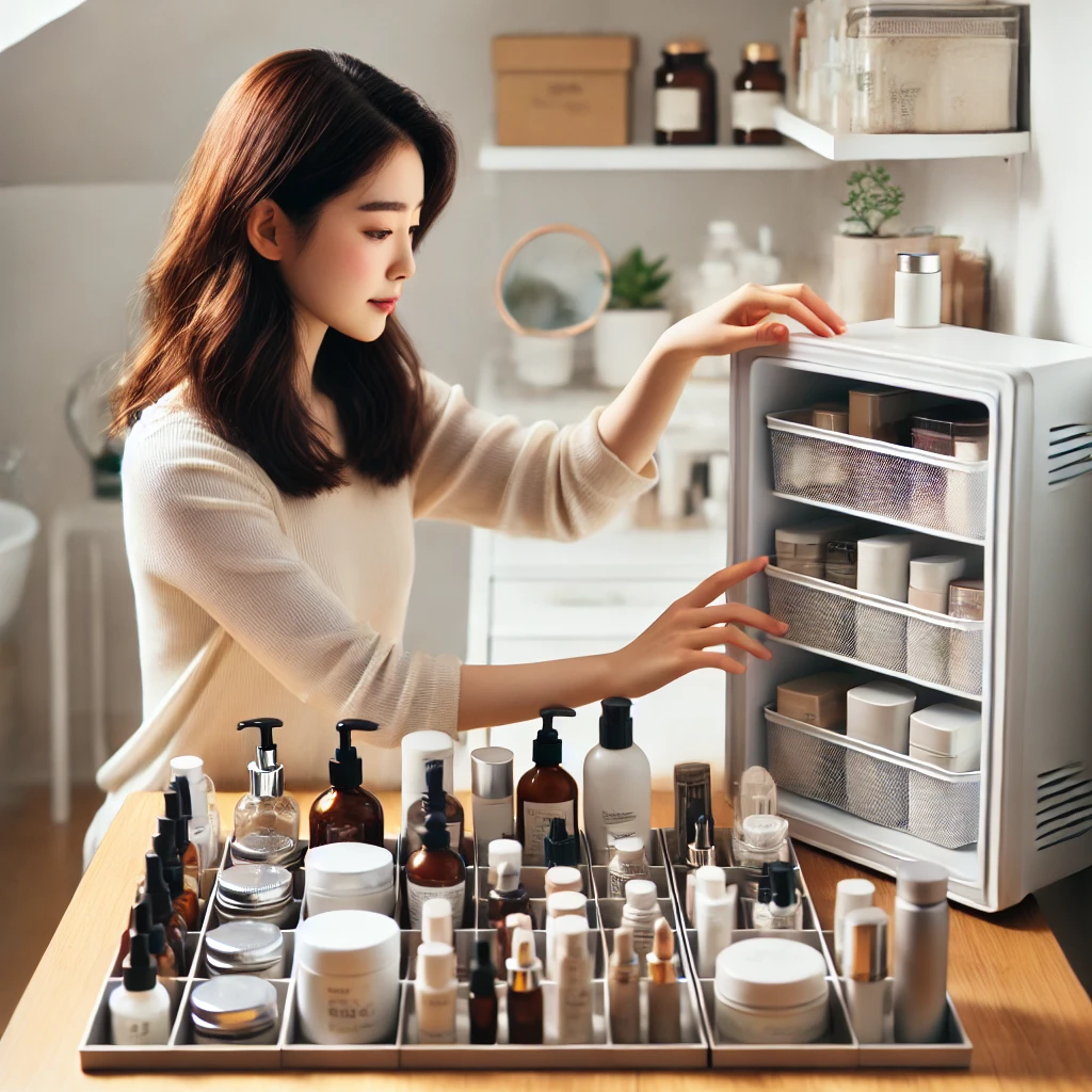화장품을 올바르게 보관하는 모습