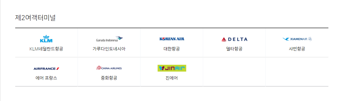 제2여객터미널-항공사