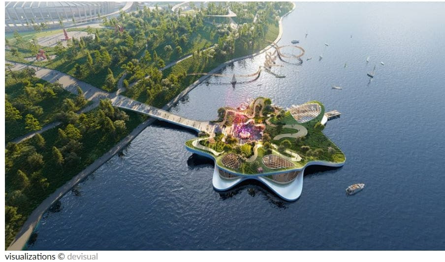 뉴욕 헤더윅의 굽이치는 한강 새 선착장 디자인 VIDEO: Heatherwick studio's latest pier 'the leaf' will be a playful, undulating park in seoul
