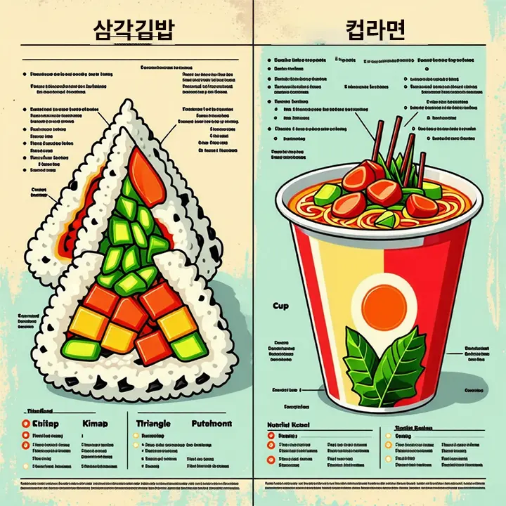 삼각김밥 vs 컵라면 건강에 좋은 편의점 음식 비교