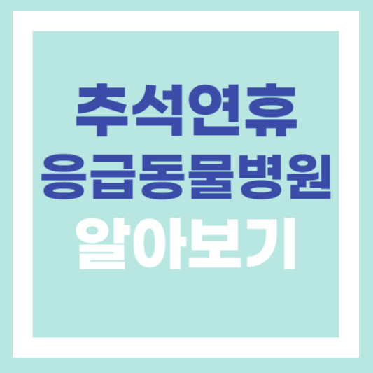  추석 연휴 반려 동물 안심할 수 있는 우리동네 응급 동물병원 조회
