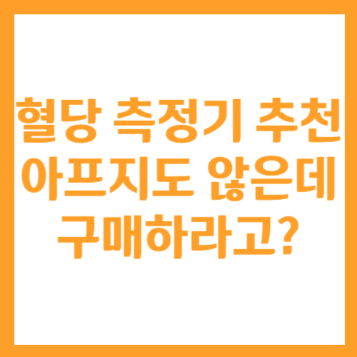 혈당 측정기 추천: 아프지도 않은데 구매?