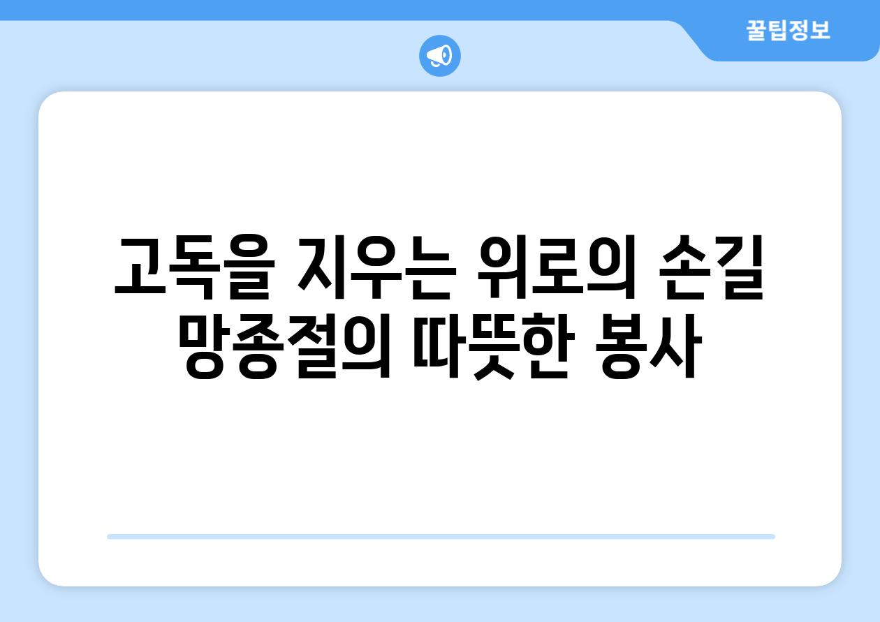 고독을 지우는 위로의 손길 망종절의 따뜻한 봉사