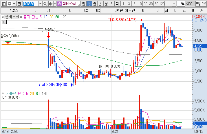 셀바스AI-주가-흐름-차트