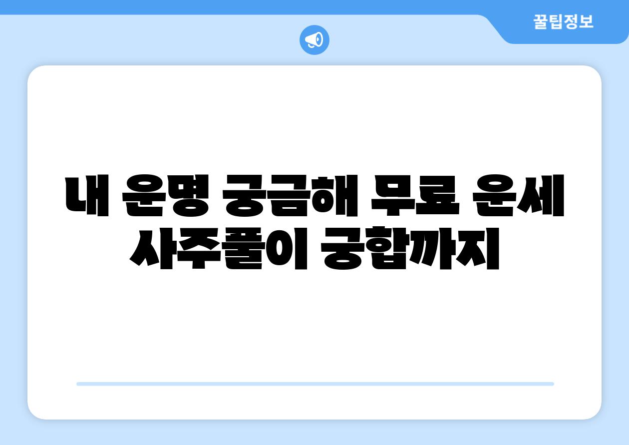내 운명 궁금해 무료 운세 사주풀이 궁합까지