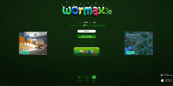 지렁이-키우기-게임하기2-워맥시오(Wormax.io)-종료-화면