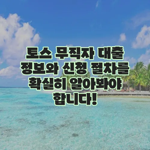 토스 무직자 대출 정보와 신청 절차를 확실히 알아봐야 합니다!