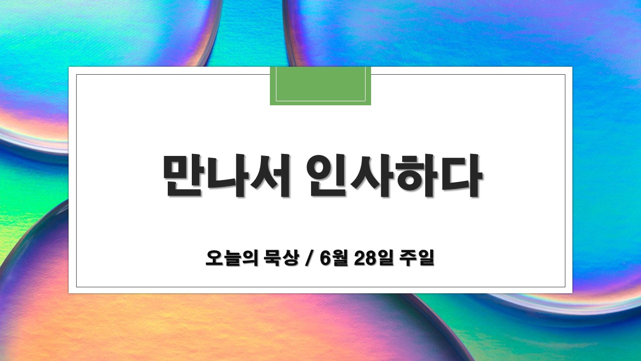  6월 28일 주일 오늘의 묵상 : 만나서 인사하다