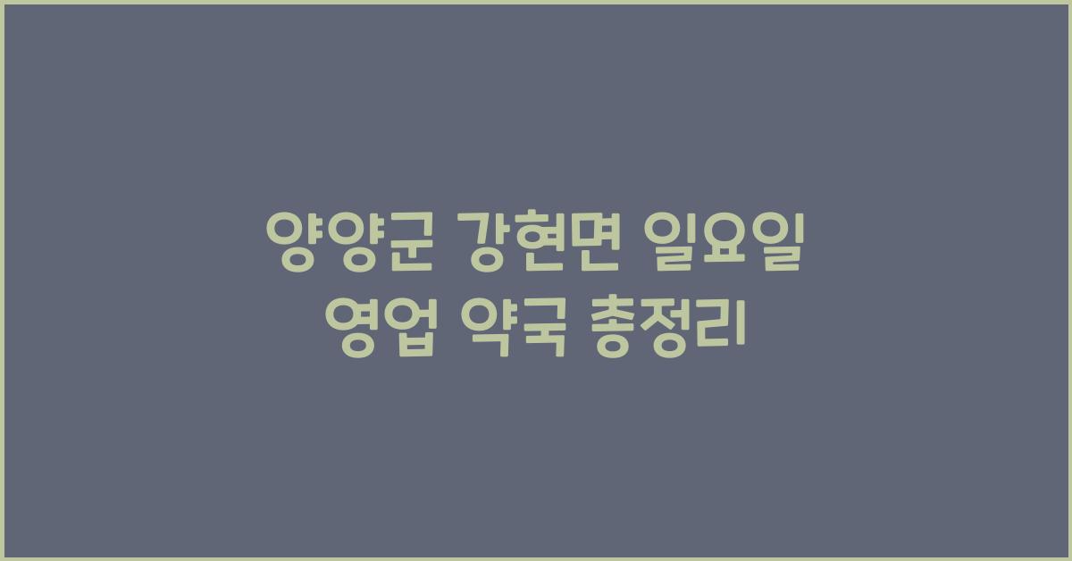 양양군 강현면 일요일 영업 약국