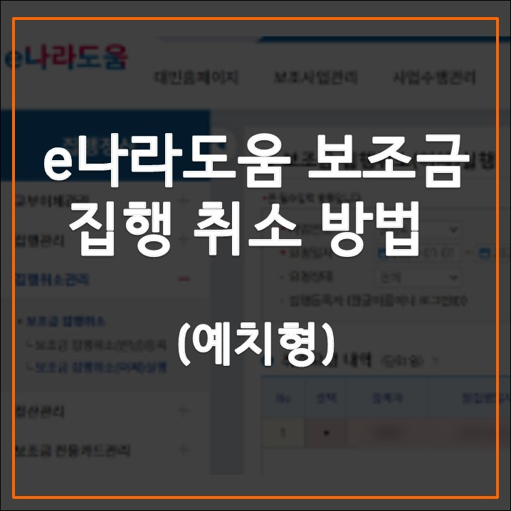 e나라도움 보조금 집행 취소 방법