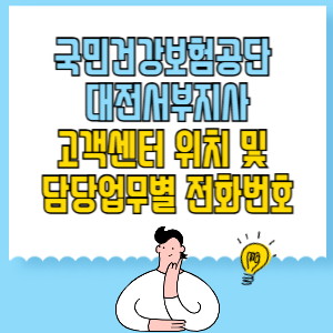 국민건강보험공단 대전서부지사 고객센터 위치 및 담당업무별 전화번호
