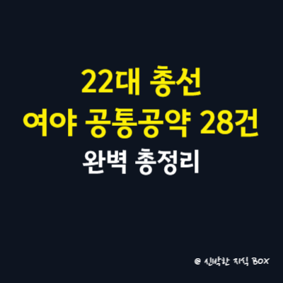 22대 총선 여야 공통공약 28건 완벽 총정리