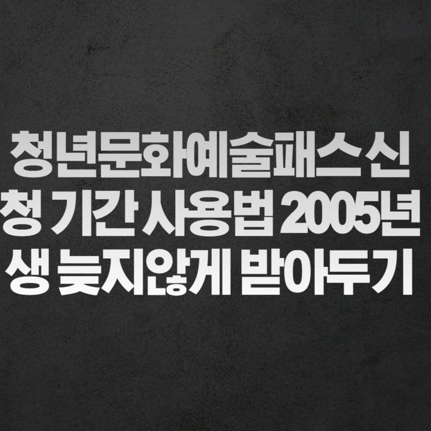 청년문화예술패스 신청 기간 사용법 2005년생 늦지않게 받아두기 청년문화예술패스 신청 기간 사용법 2005년생 늦지않게 받아두기