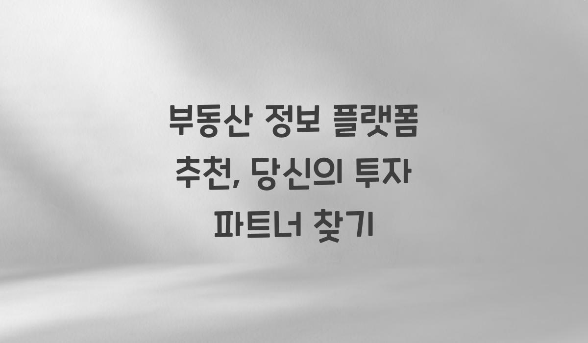 부동산 정보 플랫폼 추천