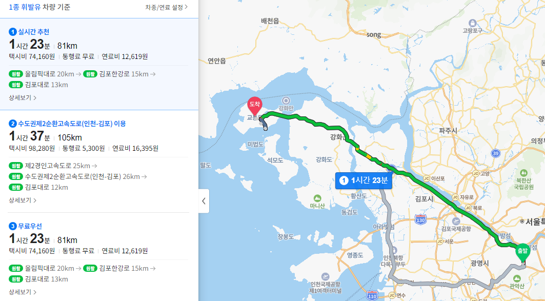 교동도-강화도-경로