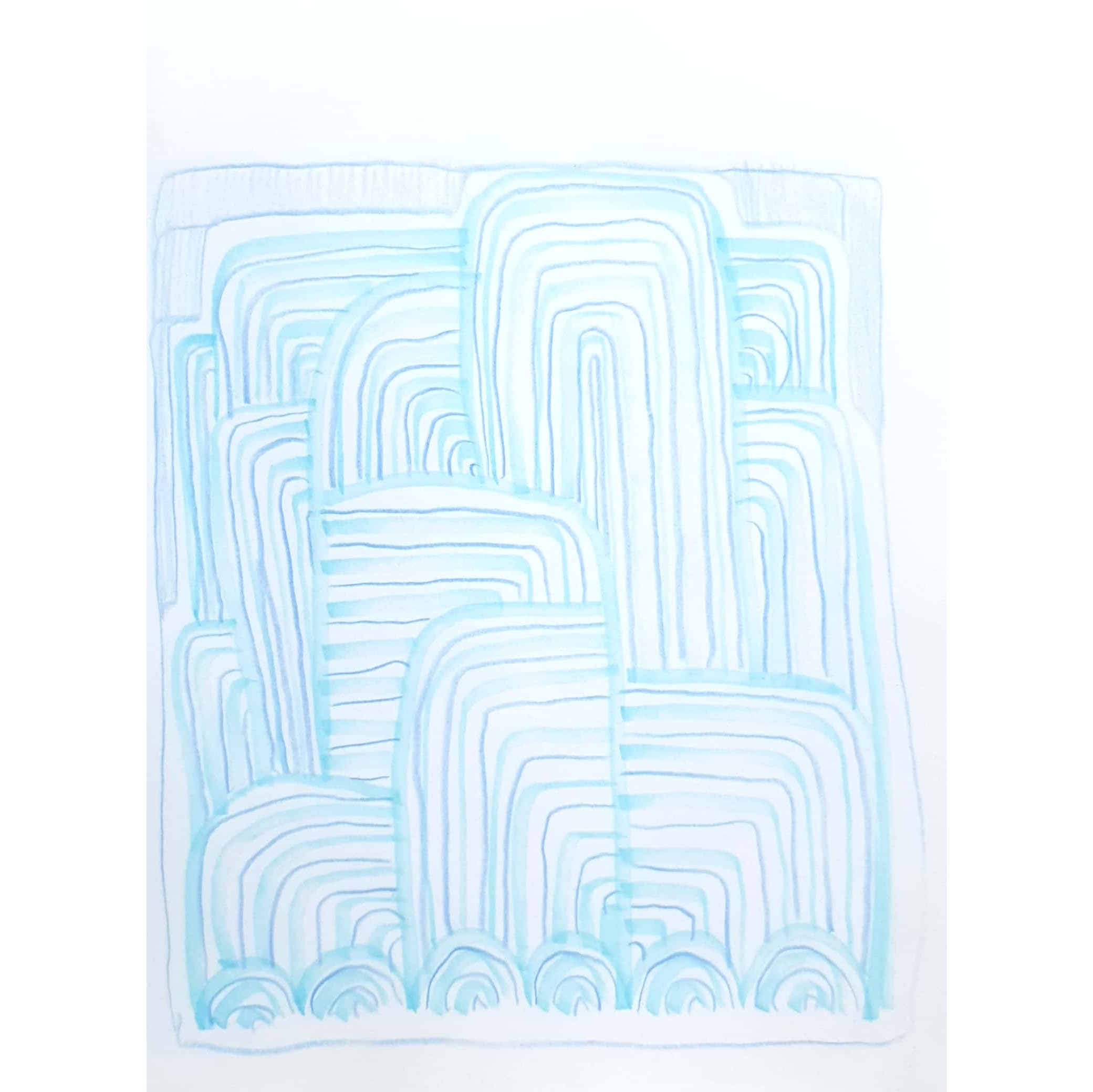  Waterfall 폭포 / 일러스트 그림 드로잉 / 풍경화 그리기