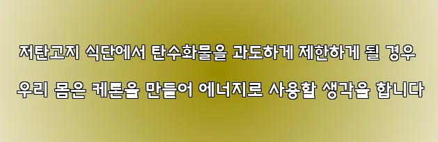  저탄고지 식단에서 탄수화물을 과도하게 제한하게 될 경우 우리 몸은 케톤을 만들어 에너지로 사용할 생각을 합니다