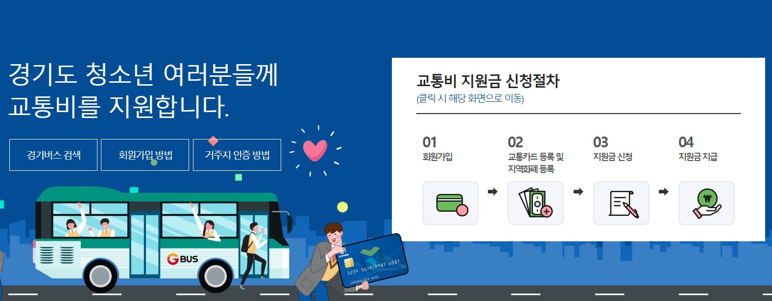 경기도청소년/ 교통비/ 지원포털/