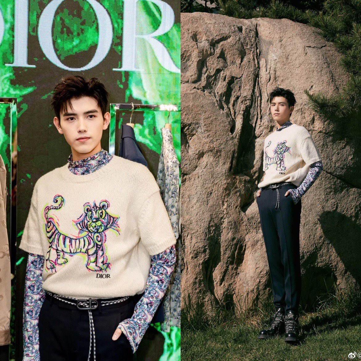  [DIOR x KENNY SCHARF] 디올 X 케니 샤프 에크루 울 저지 코튼 알파카 니트 티셔츠 193M636AT329_C089