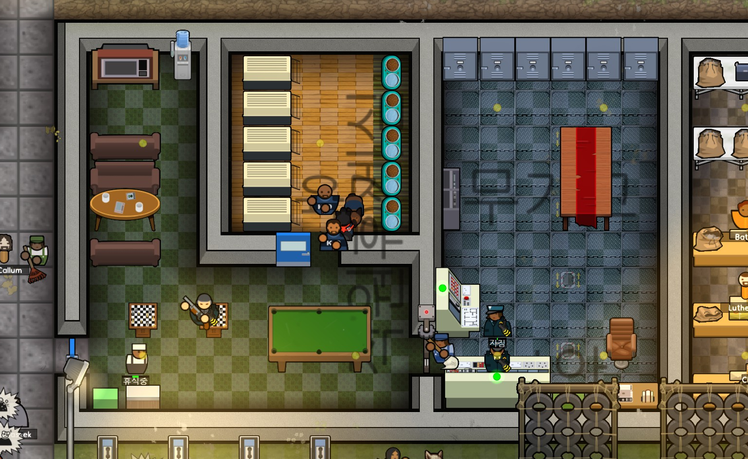 Prison Architect(프리즌 아키텍트)&#44; 직원휴게실과 사육장&#44; 무기고+보안실