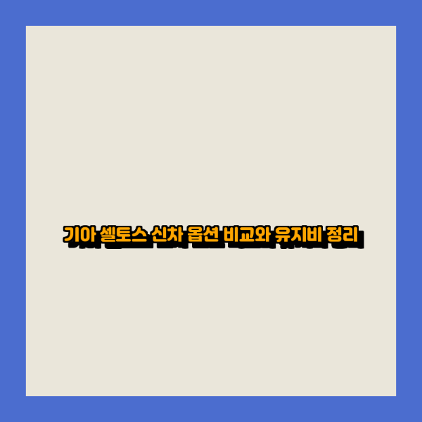 기아 셀토스 신차 옵션 비교와 유지비 정리