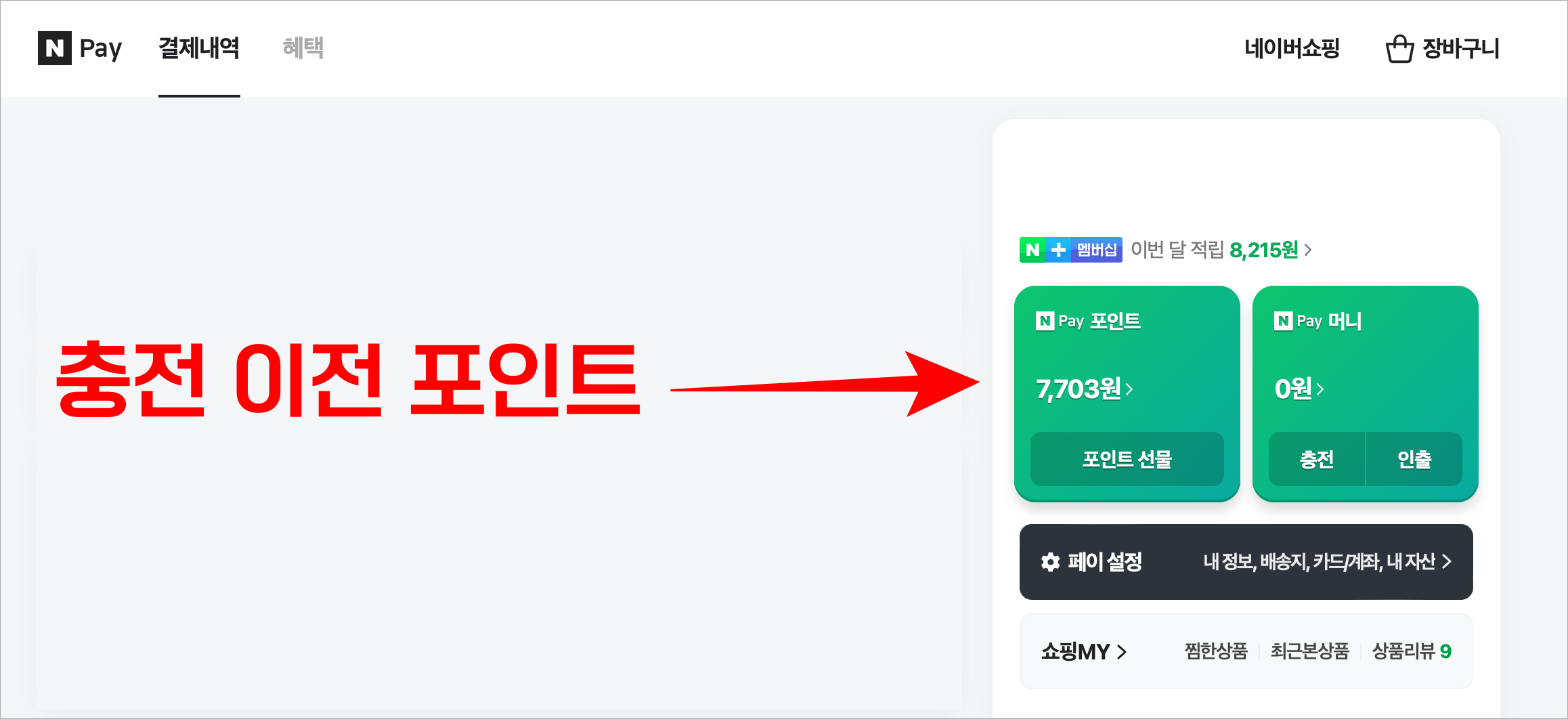 네이버 페이 포인트 확인