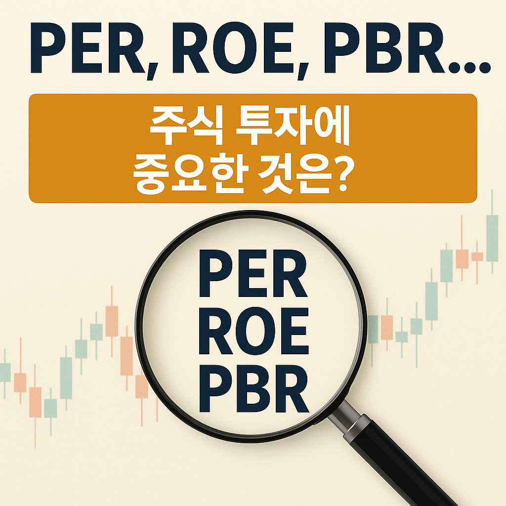 PER, ROE, PBR 지표에 대해 설명하는 주식 투자 입문자를 위한 한국어 썸네일 이미지