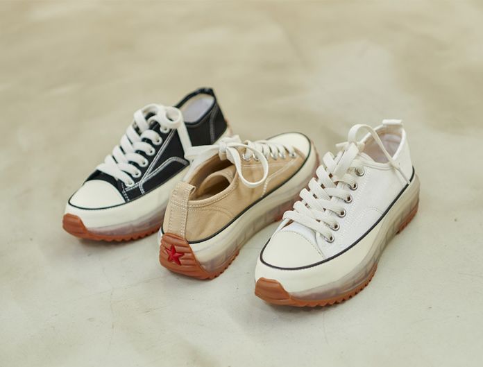  투톤 투명굽 뒷꿈치 별콤비 4cm 스니커즈