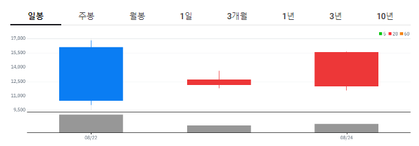 자율주행 관련주 - 스마트레이더시스템 일봉차트