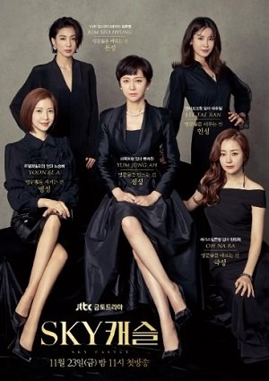 스카이캐슬 주인공들이 모여서 찍은 포스터 사진