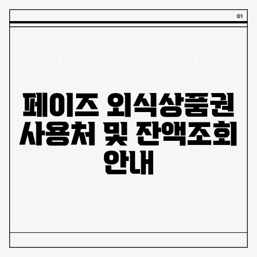 페이즈 외식상품권 사용처 및 잔액조회 안내