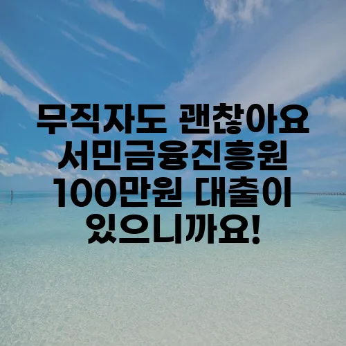 무직자도 괜찮아요 서민금융진흥원 100만원 대출이 있으니까요!