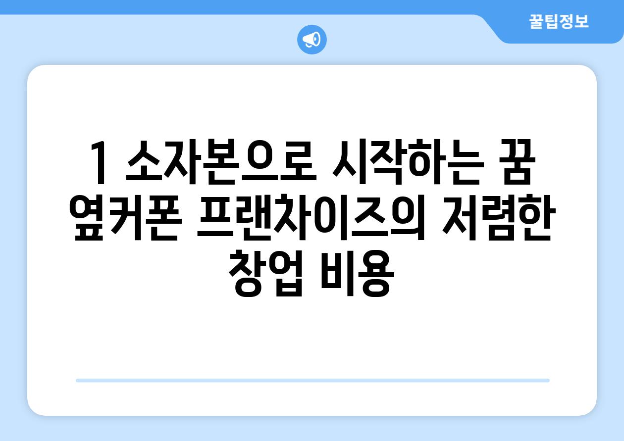 1. 소자본으로 시작하는 꿈! 옆커폰 프랜차이즈의 저렴한 창업 비용