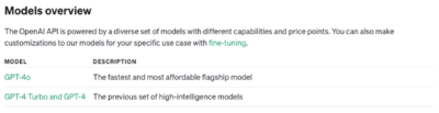 모델 차이점 비교 (출처: OpenAI)