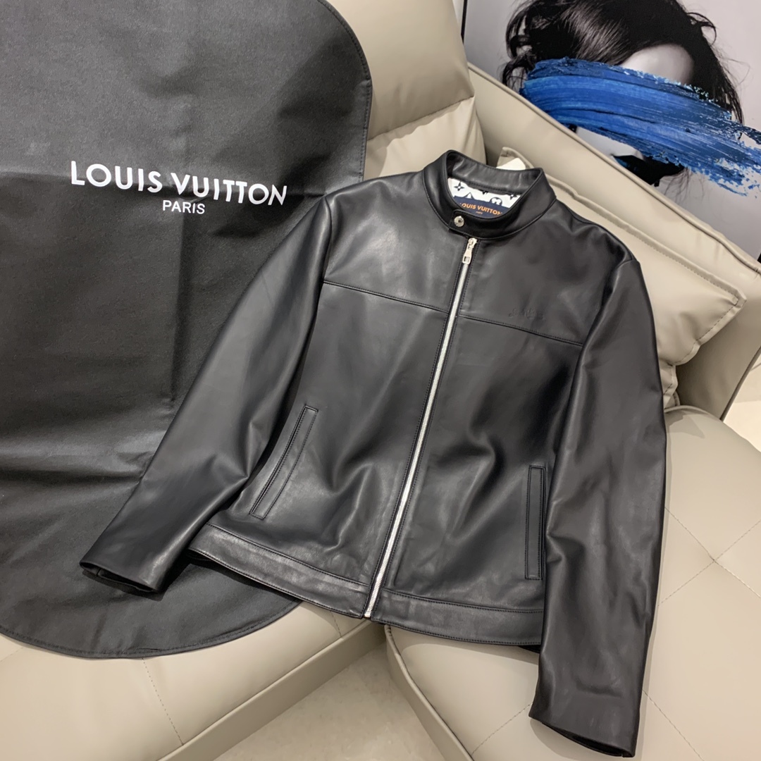  [LOUIS VUITTON] 루이비통 모노그램 블루종 레더 집업 자켓